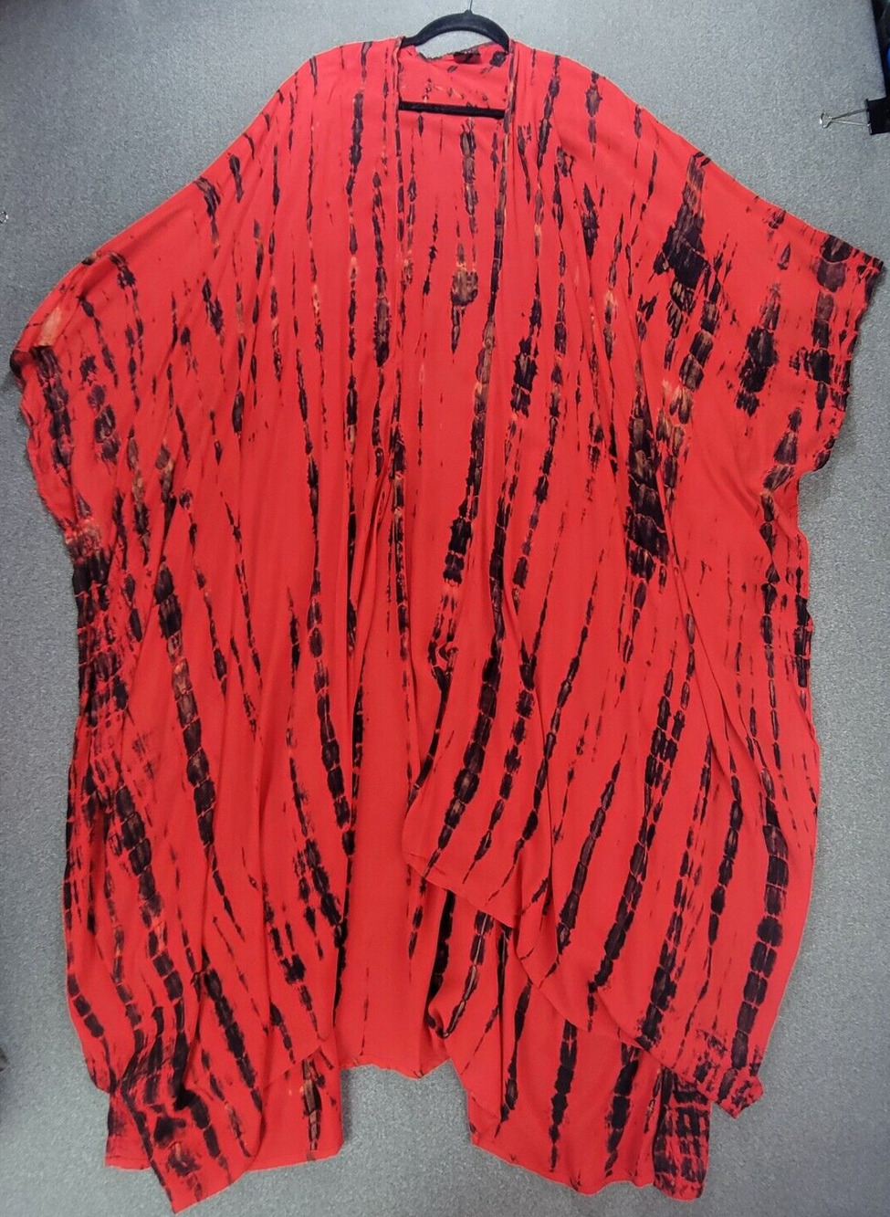 Style Park1 Cardign Duster Womens OS Red Black Tie Dye Beach Boho Vacation